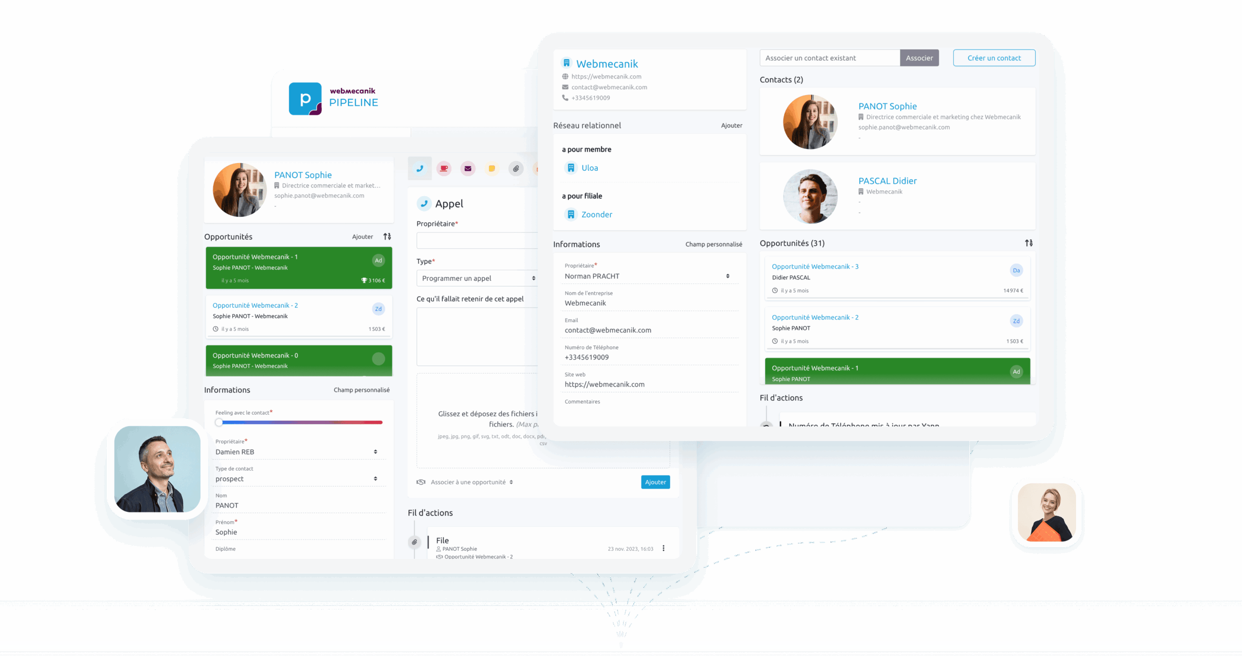Gestion des contacts et sociétés - Pipeline
